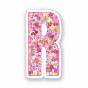 Pink Flowers Botanical Monogram Letter R For Her
