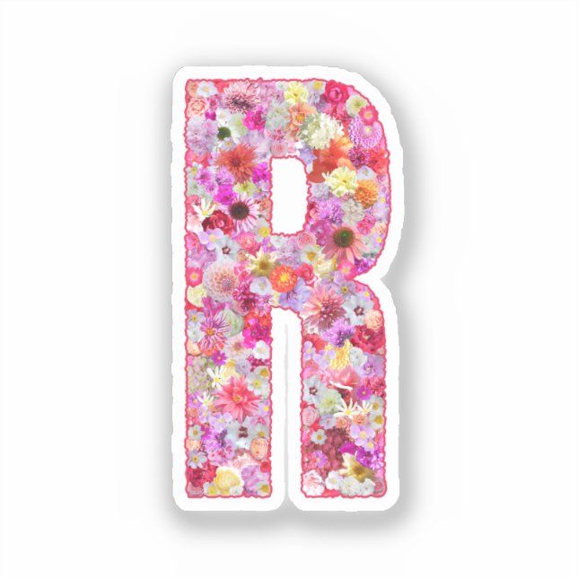 Pink Flowers Botanical Monogram Letter R For Her (Front)