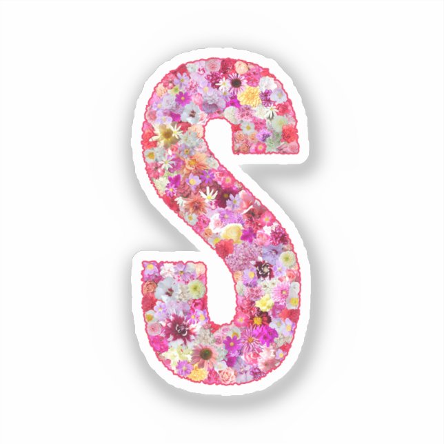 Pink Flowers Botanical Monogram Letter S For Her (Front)