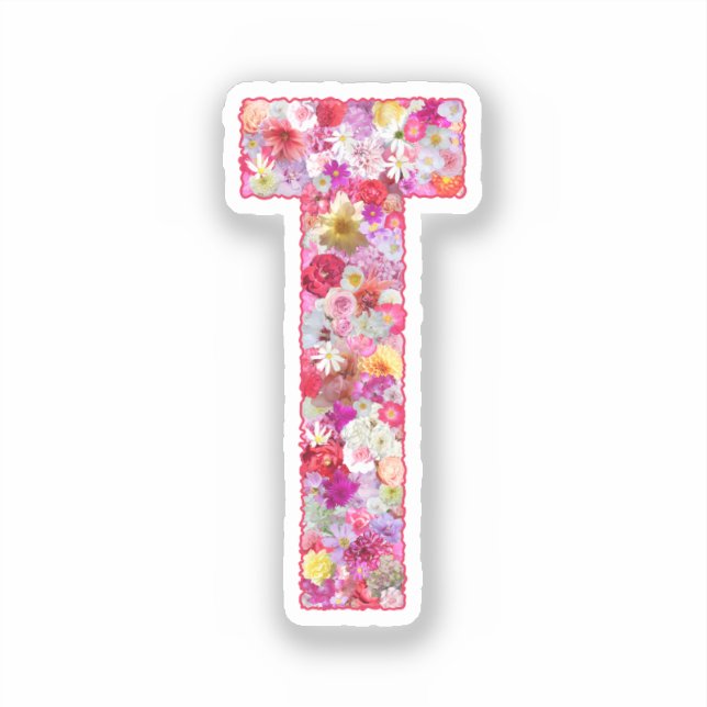 Pink Flowers Botanical Monogram Letter T For Her (Front)