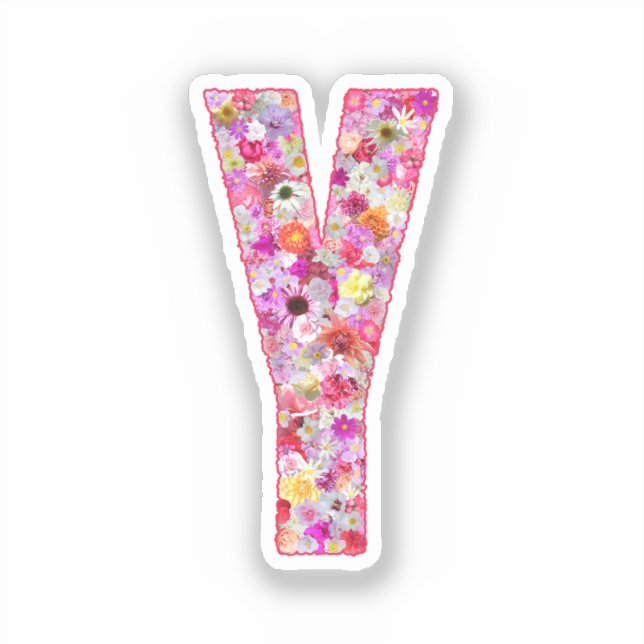 Pink Flowers Botanical Monogram Letter Y For Her (Front)