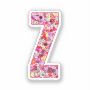 Pink Flowers Botanical Monogram Letter Z For Her