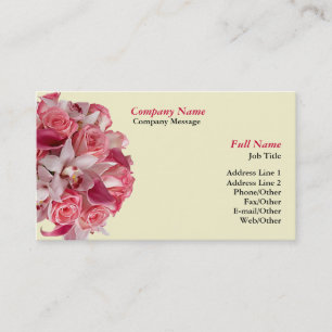 Pink Flowers Bouquet Business Card Template