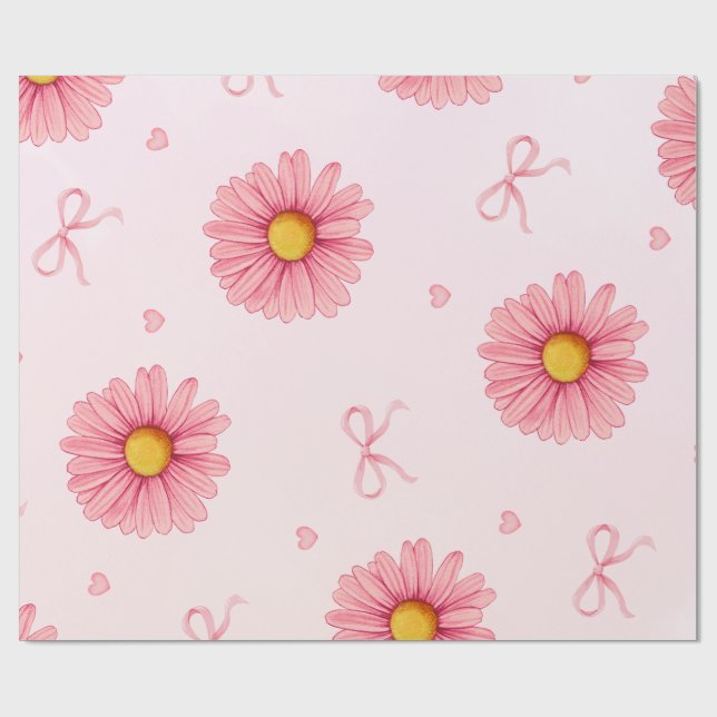Pink flowers, bows, and hearts tissue paper (Flat)