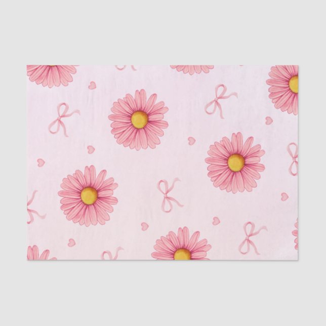 Pink flowers, bows, and hearts tissue paper (Front)