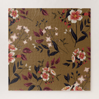 Pink flowers branch, abstract composition. jigsaw puzzle