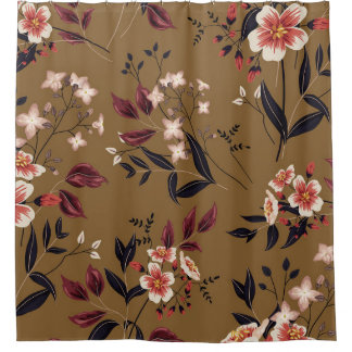 Pink flowers branch, abstract composition. shower curtain