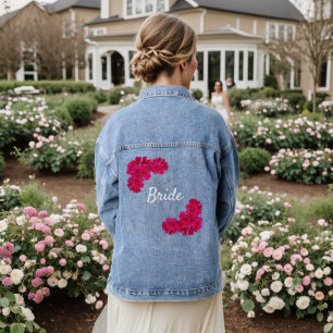 Pink Flowers Bride Denim Jacket