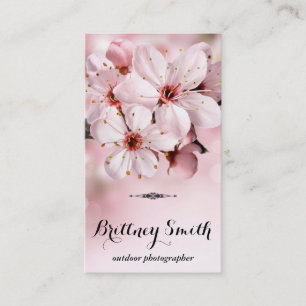 Pink Flowers Business Card