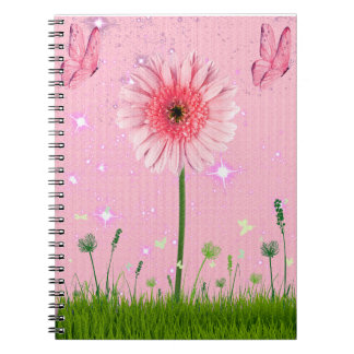 Pink Flowers & Butterflies Notebook
