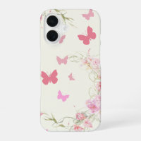 Pink Flowers, Butterflies, Pale Pink Background