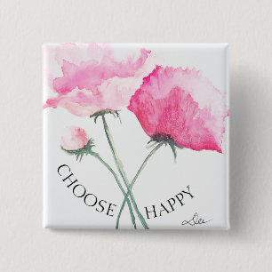 Pink Flowers Button