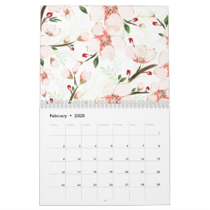 Pink flowers calendar