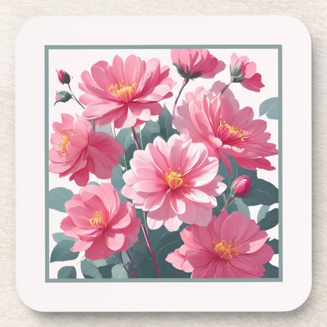 Pink Flowers Coaster (Front)