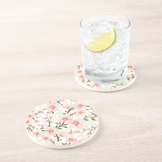 Pink flowers coaster (Side)