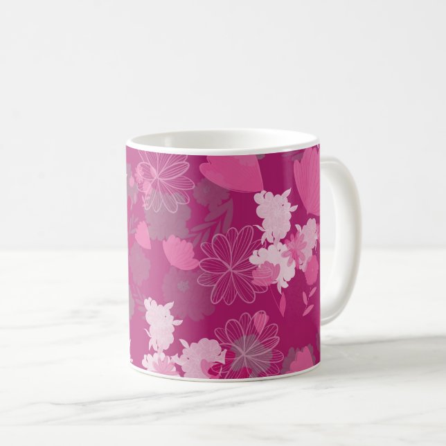pink flowers coffee mug (Front Right)