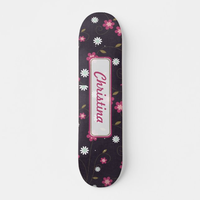 Pink Flowers Comp Skateboard (Front)