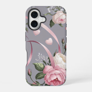 Pink Flowers Coquette Pattern iPhone 16 Case