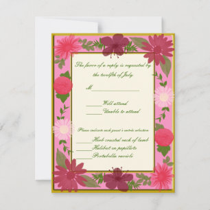 Pink Flowers Custom Response Cards