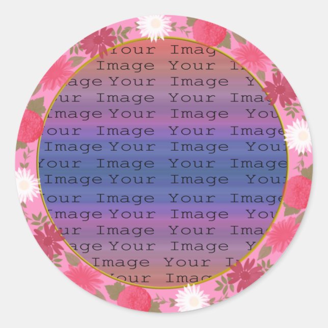 Pink Flowers custom Round Stickers (Front)