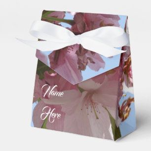 Pink Flowers Custom Text Favour Box