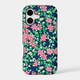 Pink flowers, dark blue background