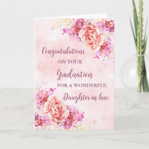 Pink Flowers Daughter in Law Graduation Card