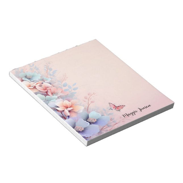 Pink Flowers Decoration with Pink Background  Notepad (Angled)