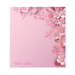 Pink Flowers Decoration with Pink Background Notepad