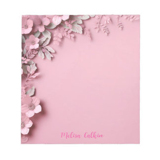 Pink Flowers Decoration with Pink Background  Notepad