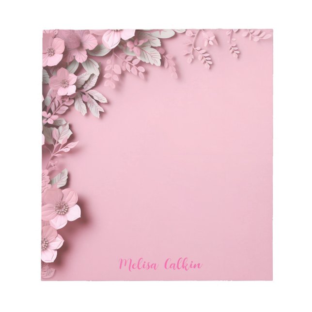 Pink Flowers Decoration with Pink Background  Notepad (Front)