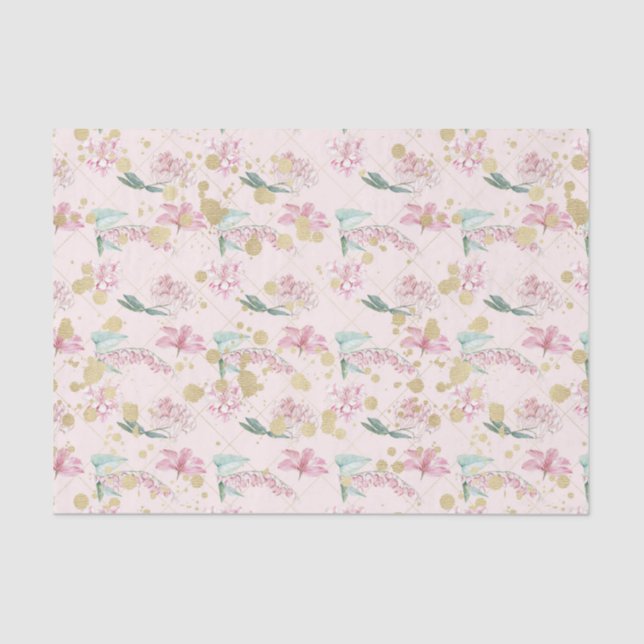 Pink Flowers (Design 19 Pink Series) Tissue Paper (Front)