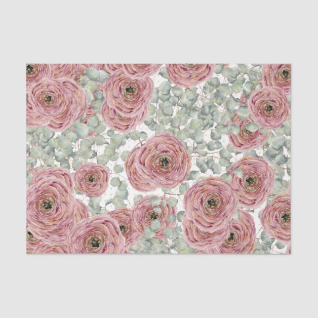 Pink Flowers (Design 67 Pink Series) Tissue Paper (Front)