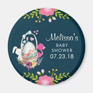 Pink Flowers, Egg, Flamingo & Bunny Baby Shower Magnet