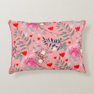 Pink flowers field decorative cushion