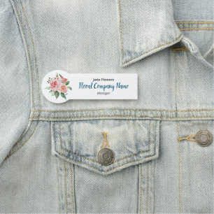 Pink Flowers - Floral Company- Customised Name Tag
