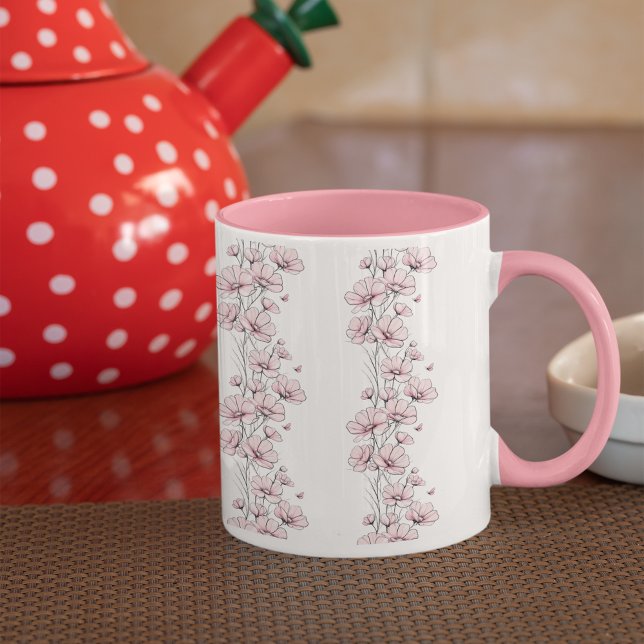 Pink Flowers floral pattern coffee mug (Creator Uploaded)