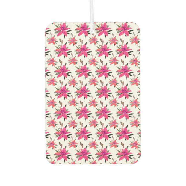 Pink Flowers Floral Pattern Design Car Air Freshener (Front)
