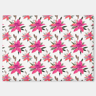 Pink Flowers Floral Pattern Design Magnet