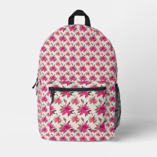 Pink Flowers Floral Pattern Design Printed Backpack