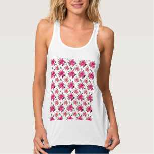 Pink Flowers Floral Pattern Design Singlet
