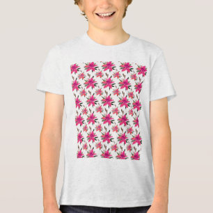 Pink Flowers Floral Pattern Design Tri-Blend Shirt