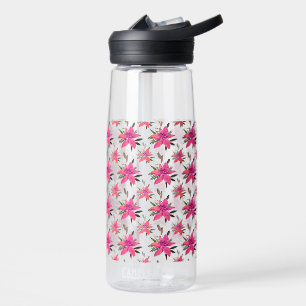 Pink Flowers Floral Pattern Design Water Bottle