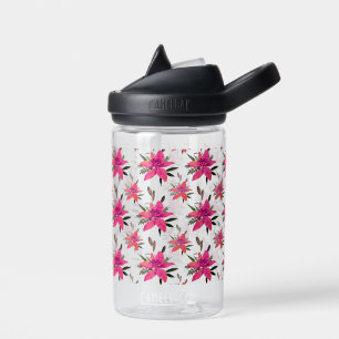 Pink Flowers Floral Pattern Design Water Bottle