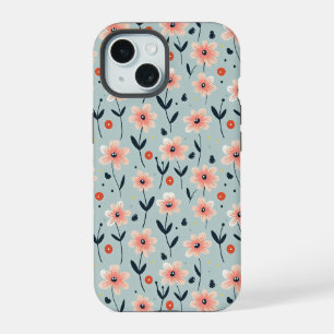Pink Flowers Floral Pattern iPhone 15 Case