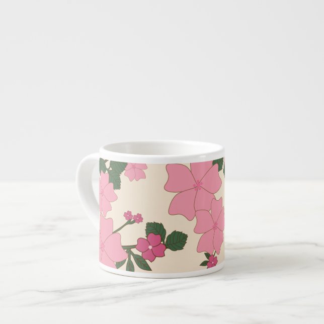 Pink Flowers, Floral Pattern, Pattern Of Flowers Espresso Cup (Front Left)