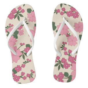 Pink Flowers, Floral Pattern, Pattern Of Flowers Jandals