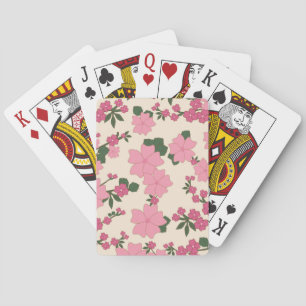 Pink Flowers, Floral Pattern, Pattern Of Flowers Playing Cards