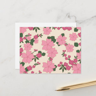 Pink Flowers, Floral Pattern, Pattern Of Flowers Postcard