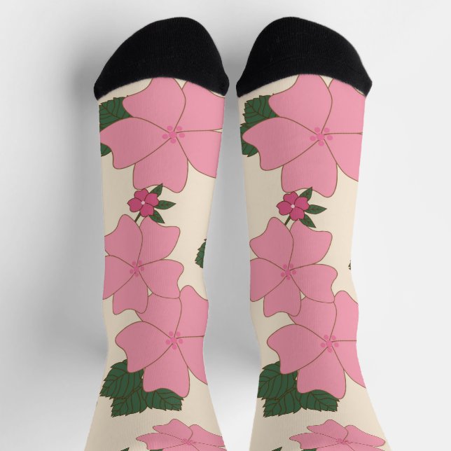 Pink Flowers, Floral Pattern, Pattern Of Flowers Socks (Top)